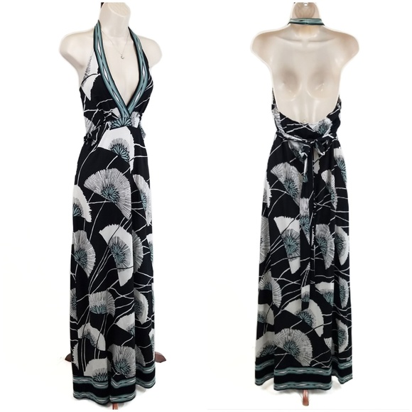 BCBGMaxAzria dandelion maxi dress black white M - Picture 1 of 5